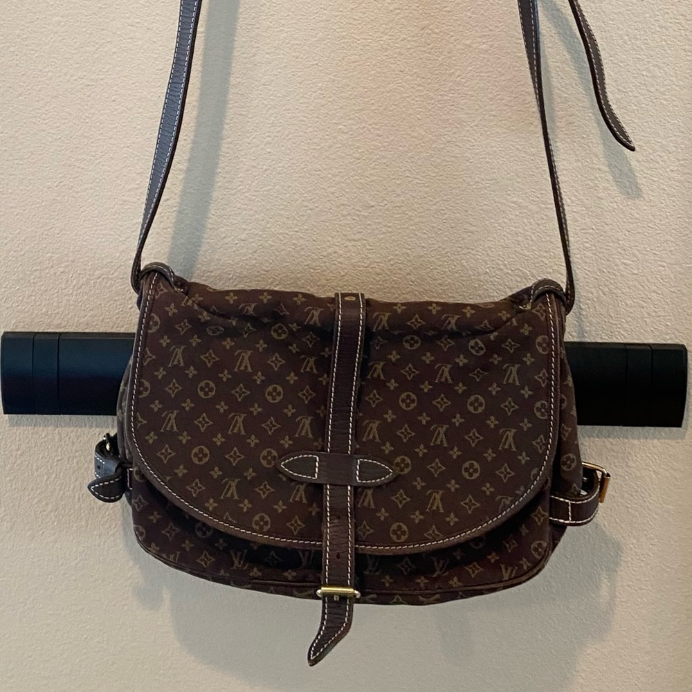 Louis Vuitton brown monogram cross body saddle bag (vintage)